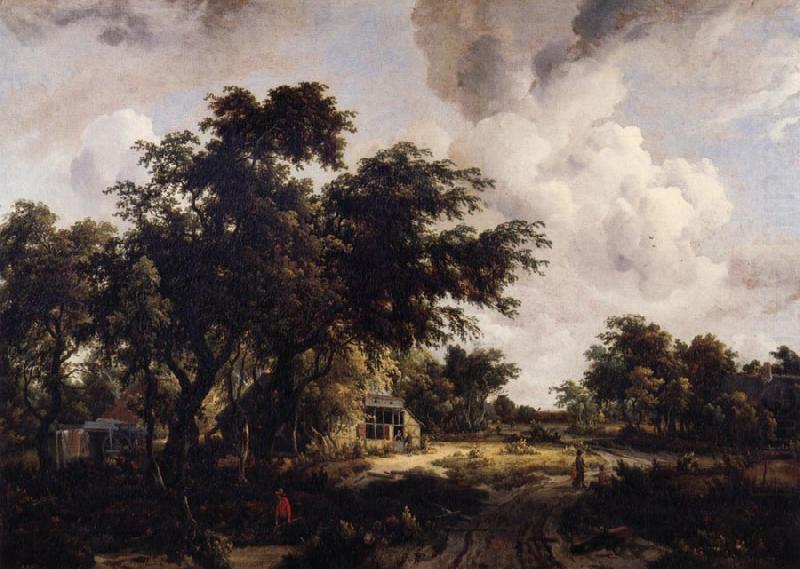 Village with water mill among trees, HOBBEMA, Meyndert